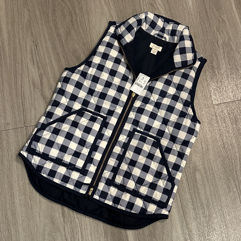 J Crew Checkered Puffer Vest
